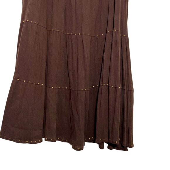 Brown Maxi Skirt Boho Gypsy Hippie Nature Forest Fairy Lagenlook Granola Size XL - Picture 2 of 12
